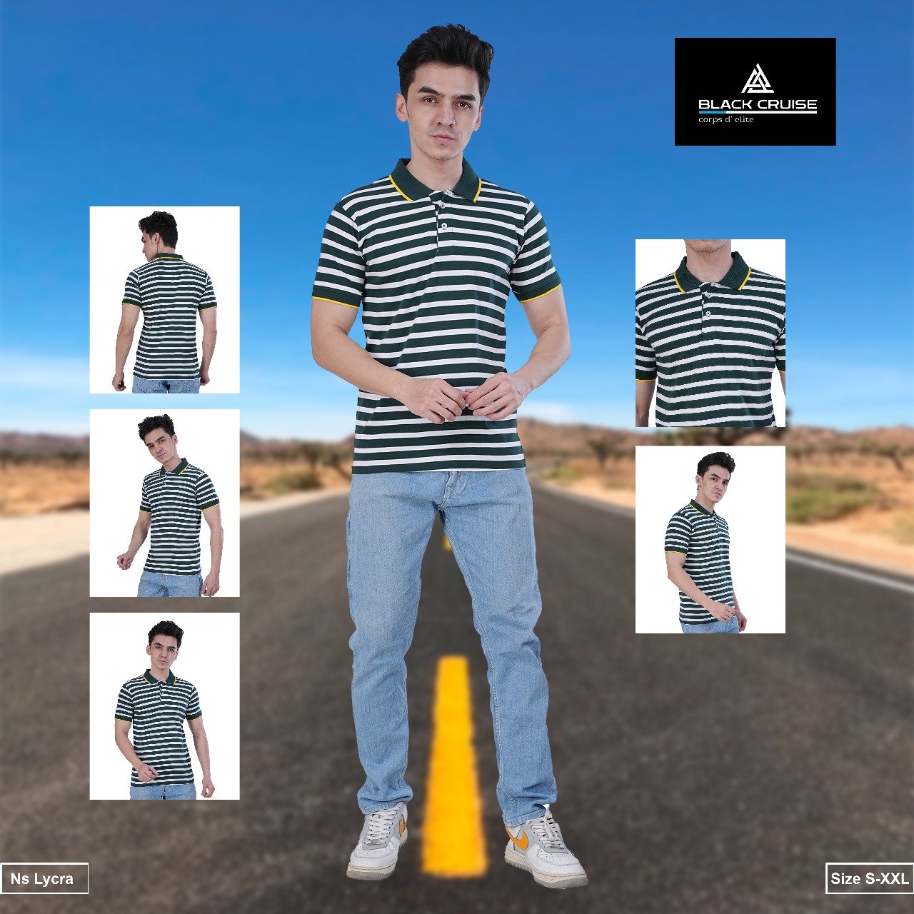 Men | Polo Cotton Striped Collar | T-shirt