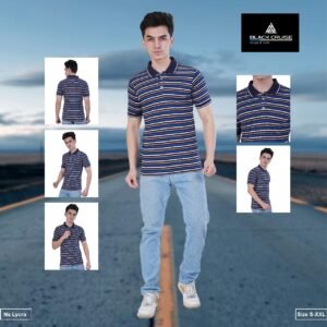 Men | Polo Cotton Striped Collar | T-shirt | Multi Color
